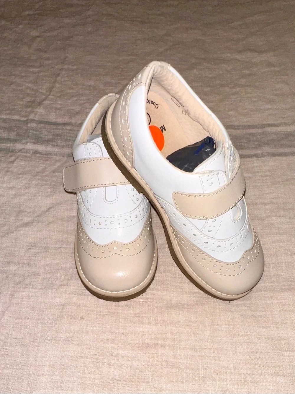 Footmates Classic Toddler Oxford Shoes in White and Beige - Kids